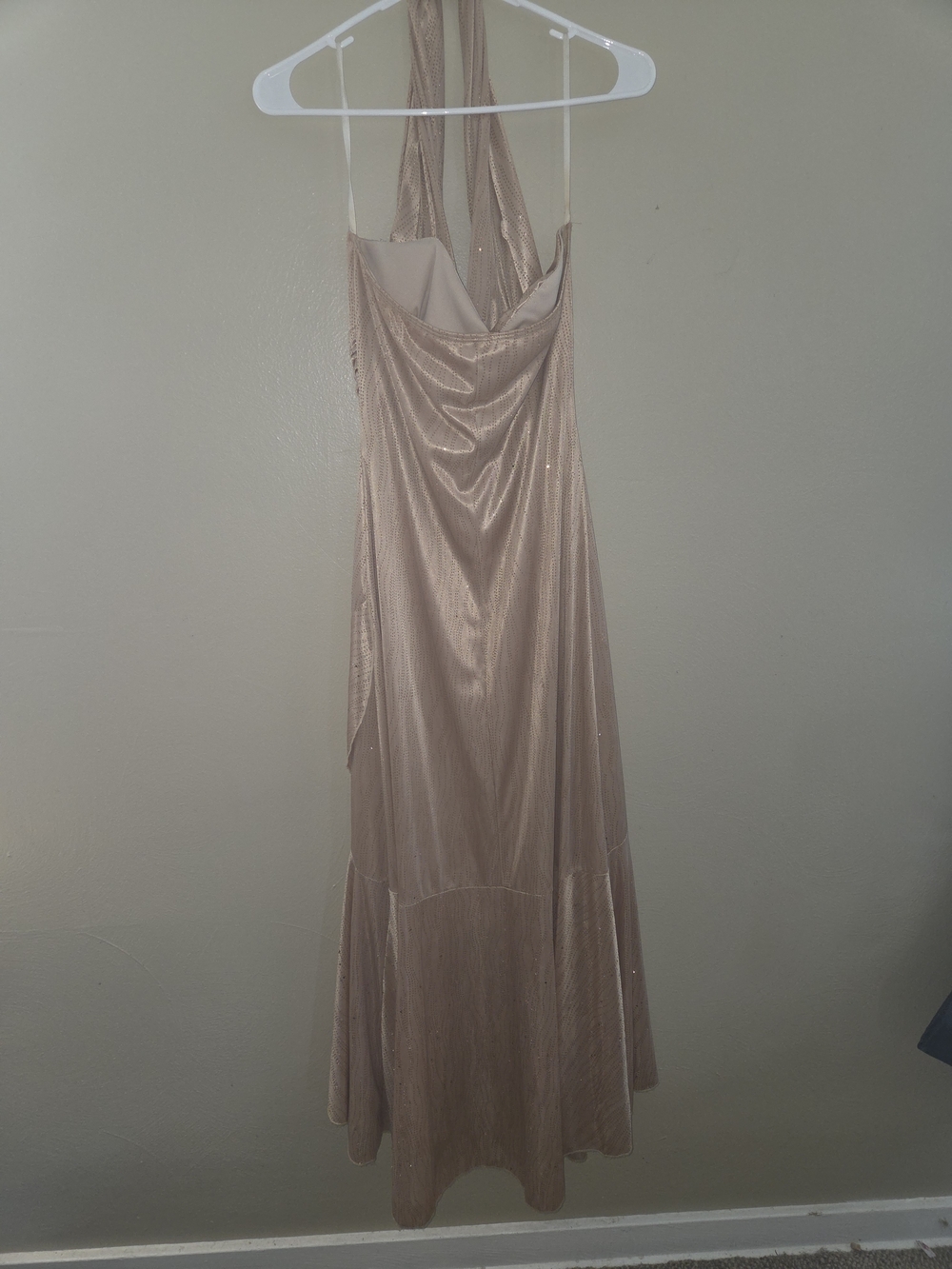 Taboo One-Shoulder Halter Ruffle Gown in Gold - Picture 2 of 6